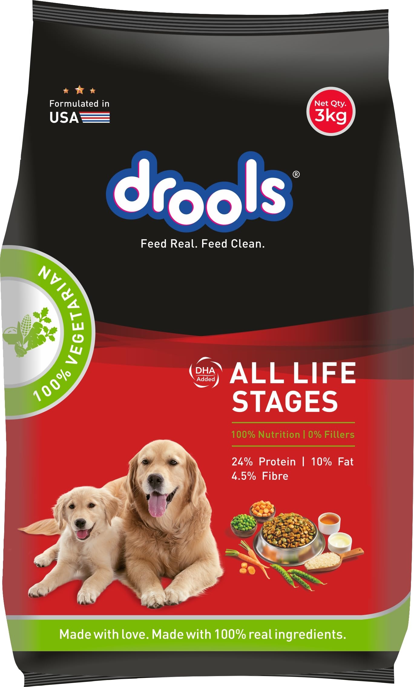 Drools Dry Dog Food All Lifestages 100% Vegetable.